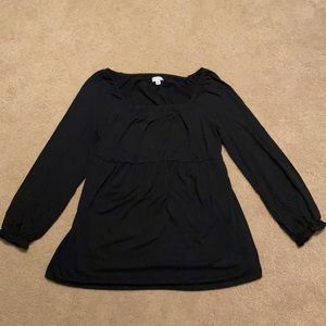 Black, long-sleeve maternity shirt, size XL